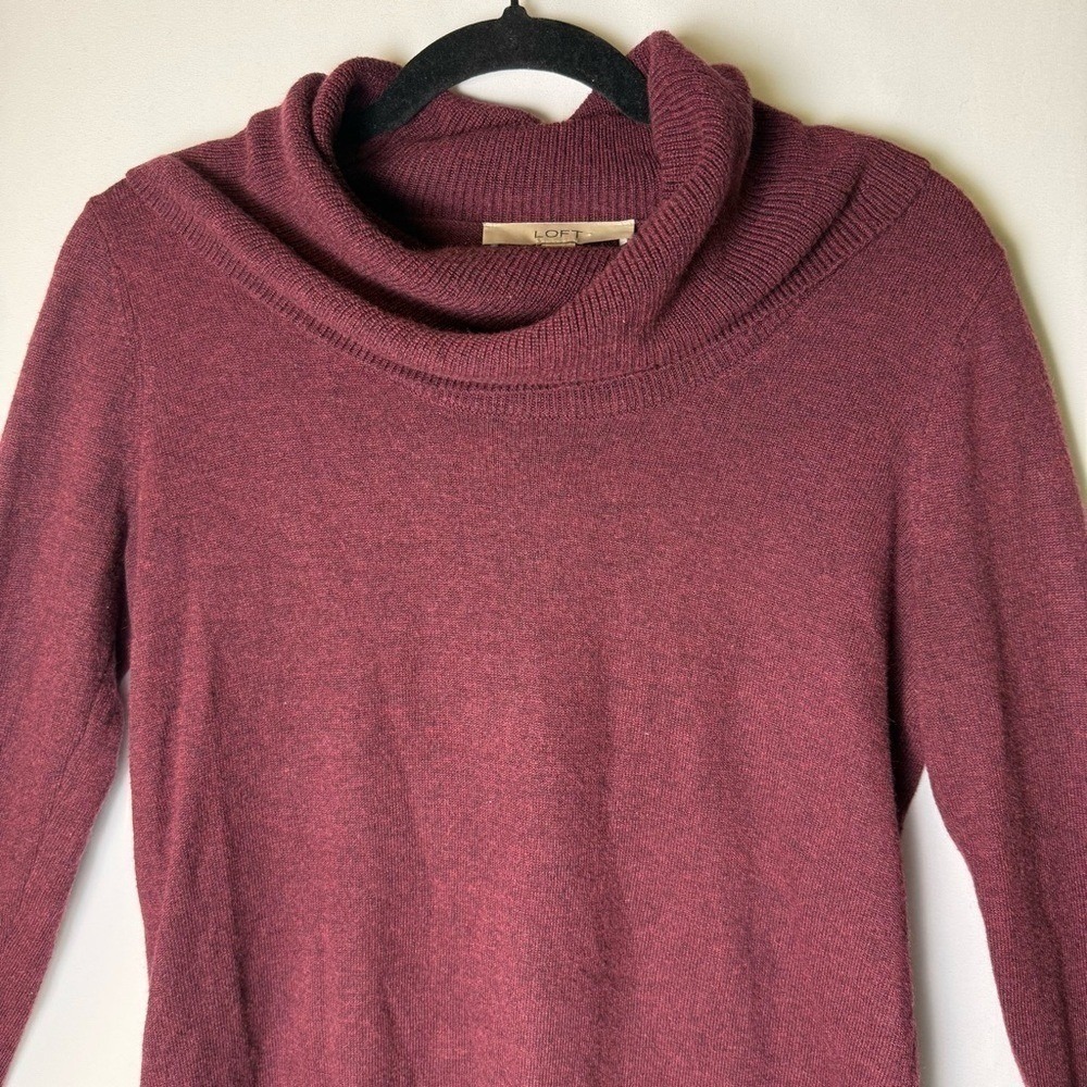LOFT Womens Burgundy Cowl Neck Sweater Small Knitwear Winter Outdoor Casual Soft - Picture 4 of 12